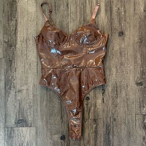 SHEIN brown “leather” one piece. XS.
